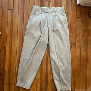 ASOS Man wide Legged Cropped Pleated Trouser in light gray